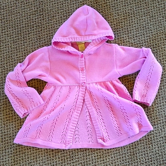 💗Arizona Girls Hooded Sweater. Flowy Crocheted Look. Sz 4T Pink, 3 button - Picture 8 of 9